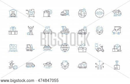 Fleet Management Line Icons Collection. Tracking, Optimization, Maintenance, Logistics, Efficiency, 
