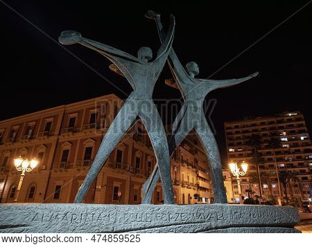 Taranto, Italy - October 28, 2021: Sailor Monument Statue (monumento Al Marinaio) In Taranto, Italy 
