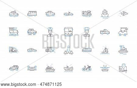 Passage Line Icons Collection. Journey, Transition, Channel, Corridor, Pathway, Seamless, Travel Vec