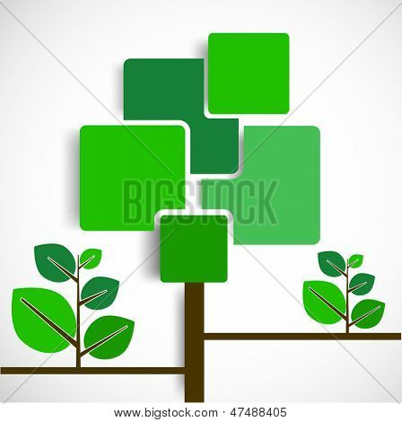 Streszczenie zielone drzewo z miejsca na tekst na szary tło dla Nautre.