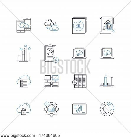 Results And Tools Line Icons Collection. Analytics, Measurement, Outcome, Report, Data, Performance,