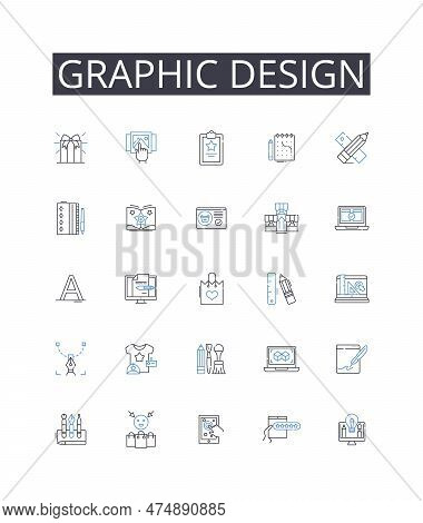Graphic Design Line Icons Collection. Web Development, Game Design, Brand Management, Digital Art, S