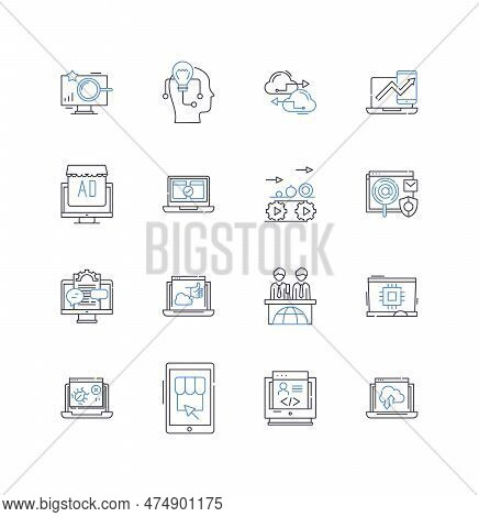 Web Art Line Icons Collection. Digital, Interactive, Online, Virtual, Cyber, Multimedia, Experimenta