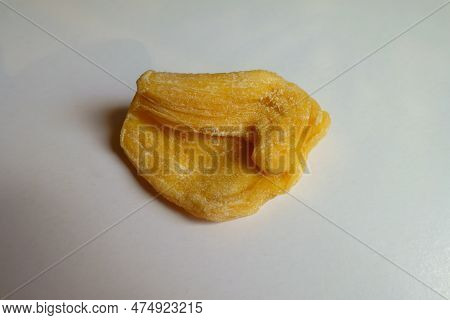 Top View Of One Piece Of Fleshy Yellow Dried Jack Fruit