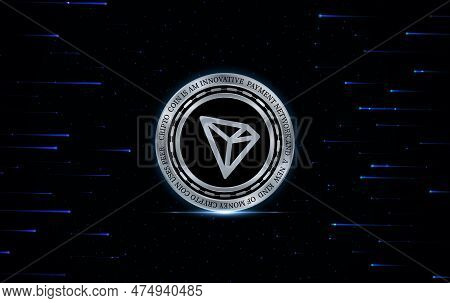 The Tron-trx Virtual Currency. 3d Illustrations. Tron Coin Logo