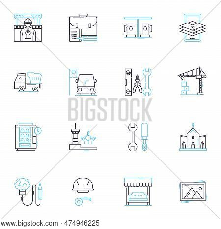 Structure Linear Icons Set. Architecture, Framework, Design, Organization, Composition, Form, Arrang