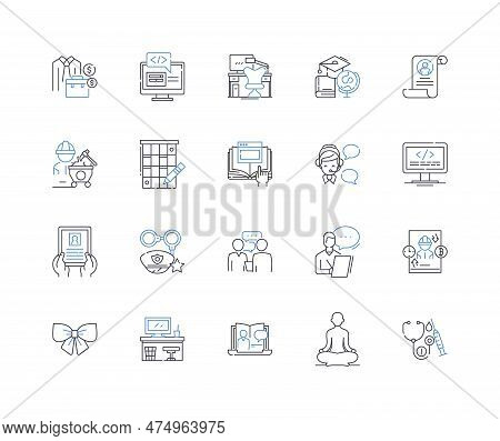Proofreader Line Icons Collection. Accuracy, Revision, Editing, Clarity, Precision, Attention, Corre