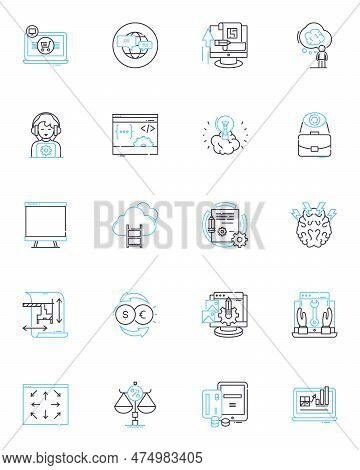 Growth Planning Linear Icons Set. Vision, Strategy, Objectives, Metrics, Forecasting, Projections, A