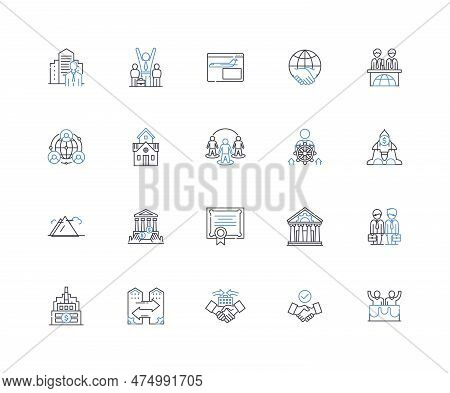 Executive Branch Cabinet Line Icons Collection. Cabinet, President, Advisor, Secretary, Leader, Coun