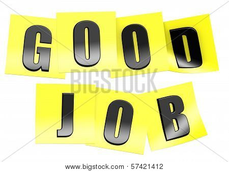Good job in yellow note