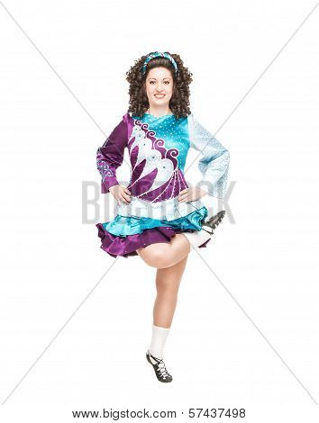 Irish Dancer Dancing Isolated