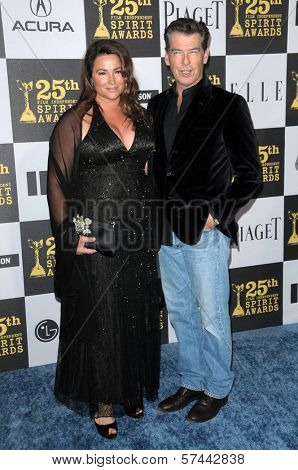 Pierce Brosnan and Keely Shaye Smith at the 25th Film Independent Spirit Awards, Nokia Theatre L.A. Live, Los Angeles, CA. 03-06-10