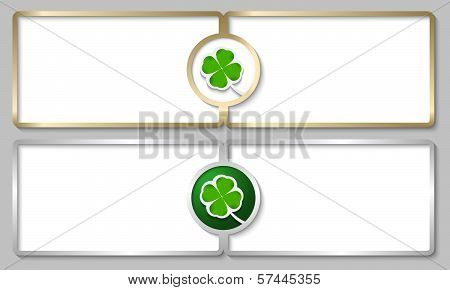 Silver And Golden Text Boxes With Cloverleaf