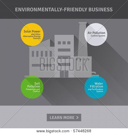 Concept Of Environmentally-friendly Industrial Factory. Vector Illustration