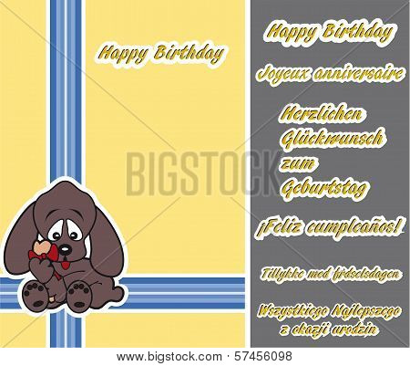 Sweet Dogs That Offer A Little Gift. Birthday Greeting Card