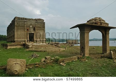 Ruin Of Underwater Ancient Temple In Sangkhlaburi Province Western Thailand