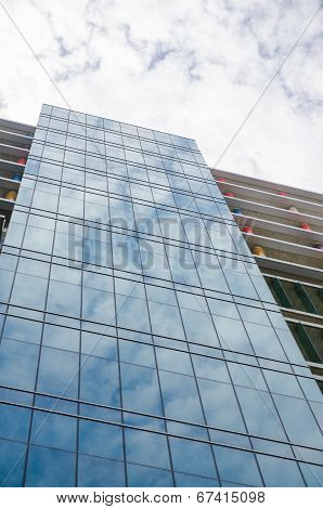 Looking up by the building