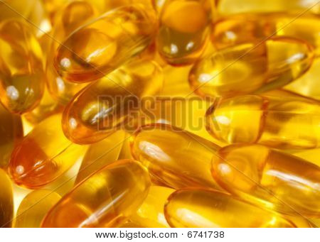 Close Up Of Fish Oil Gel Tablets