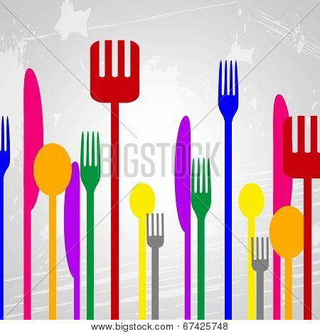 Food Knives Represents Silverware Eat And Spoons