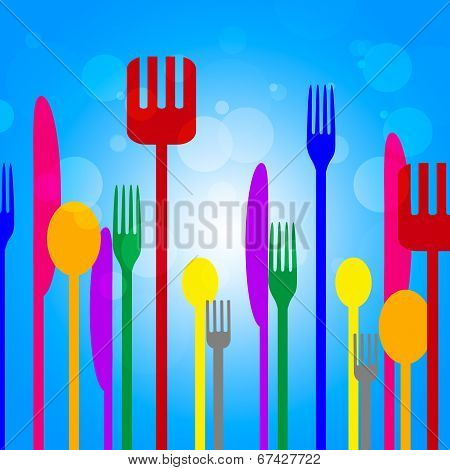Food Knives Means Knife Blue And Utensil
