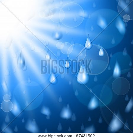 Background Sun Indicates Raining Design And Sunburst