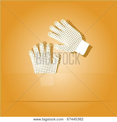 Gauntlets. Paper sticker. Raster illustration.