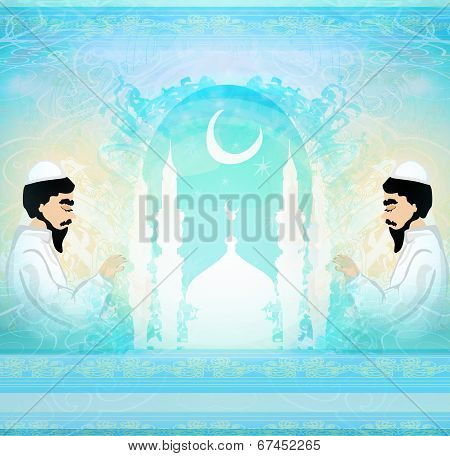 Abstract Religious Card - Muslim Man Praying
