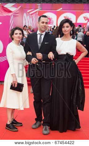 MOSCOW - JUNE, 19: M.Idov with wife and S.Shevarnadze. 36th Moscow International Film Festival. Opening Ceremony at Pushkinsky Cinema . June 19, 2014 in Moscow, Russia