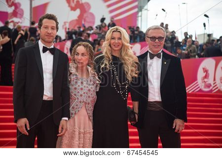 MOSCOW - JUNE, 19: Gabe Polsky, Famous hockey player V.Fetisov with actors. 36th Moscow International Film Festival. Opening Ceremony at Pushkinsky Cinema . June 19, 2014 in Moscow, Russia