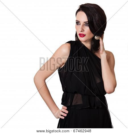 Beautiful Caucasian Woman Isolated On White Backround