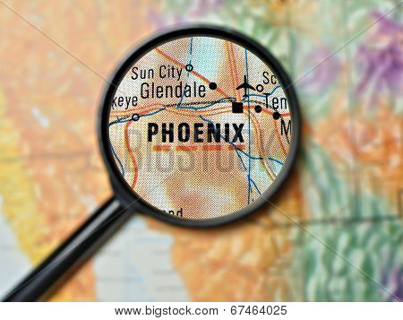Phoenix magnified on a map