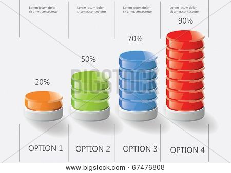 Vector bar chart on the white background. Infographic element. Vector illustration