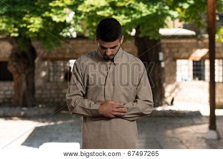 Muslim Man Is Praying In The Mosque