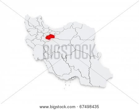 Map of Qum. Iran. 3d