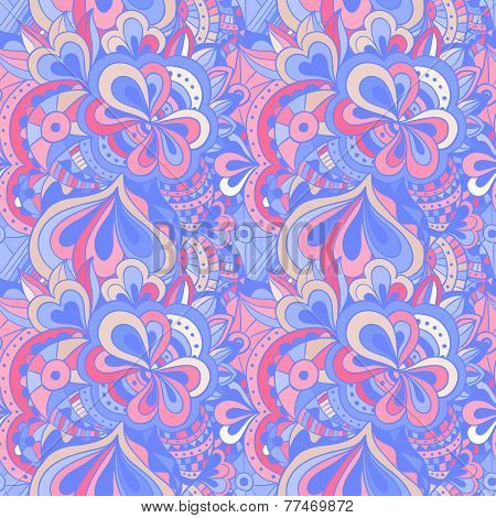 Vector doodle hand drawn seamless floral pattern