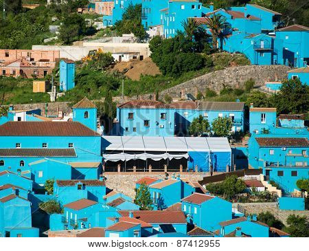 Juzcar, blue Andalusian village in Malaga, Spain. village was painted blue for The Smurfs movie launch