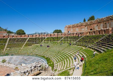 ancient greek theatre in Taormina, Italy
