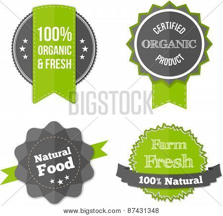 Set Of Fresh Organic Labels And Elements.