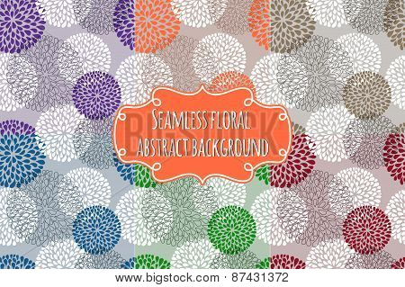 Set Of Six Different Color Seamless Floral Abstract Backgrounds.
