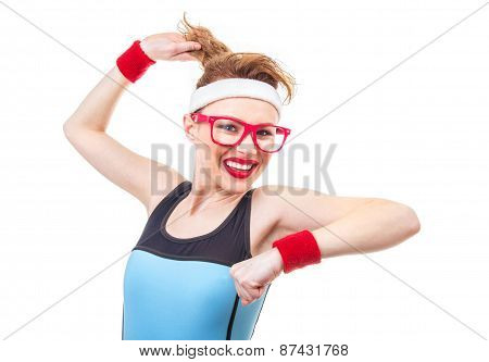 Joyfull Young Fitness Woman, Isolated On White