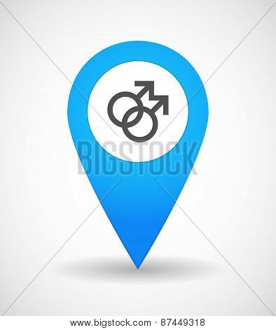 Map Mark Icon With A Male Sign
