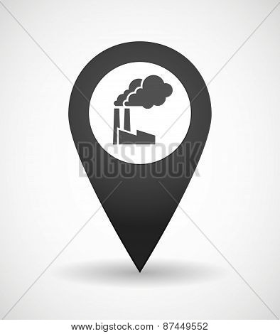 Map Mark Icon With A Factory