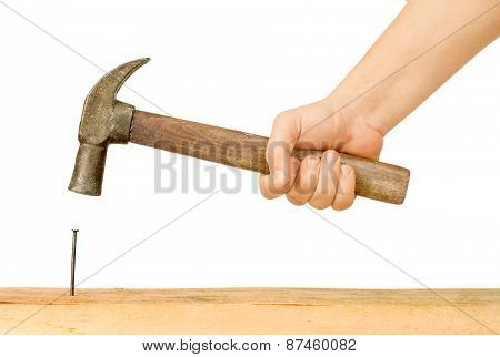 Hammer And Nail Using Hammer And Nail On Wood