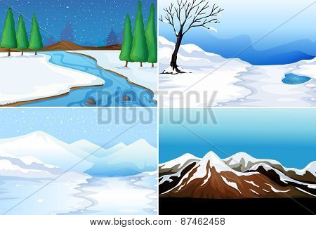 Four scenes of winter season