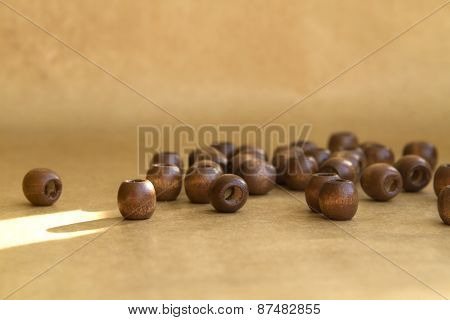 wooden beads on a background