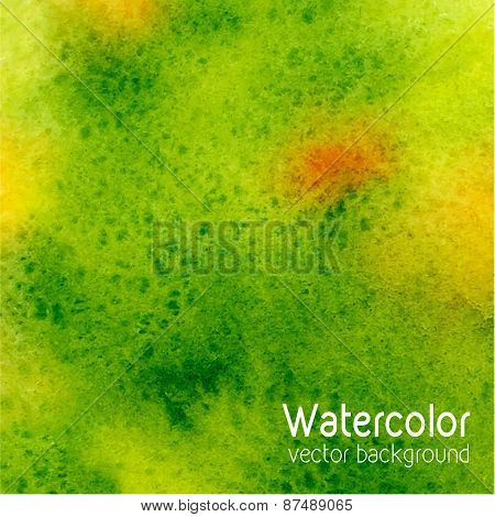 Vector Abstract Watercolor Background With Paper Texture. Hand Drawn Watercolor Backdrop, Stain Wate