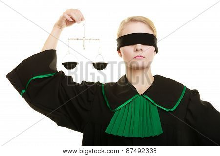 Woman Barrister Holding Scales.