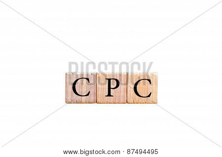 Acronym Cpc - Cost Per Click Isolated On Black Background With Copy Space