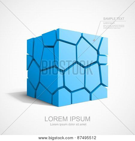 Cracked vector blue cube