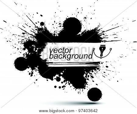 Vector ink splash monochrome seamless pattern with rounded overlap shapes, black and white graphic